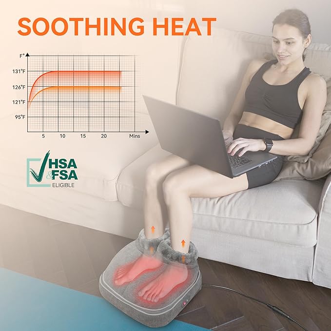 Snailax Shiatsu Foot Massager with Heat Electrick Foot Massager Machine for Neuropathy Plantar Fasciitis Feet Warmers for WomenMen Foot Heater Under Desk Size 13