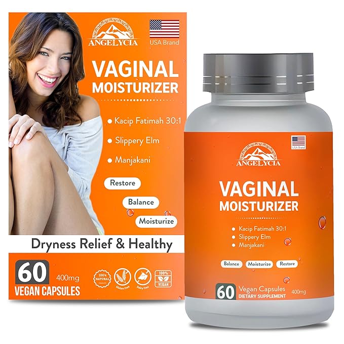 ANGELYCIA Natural Probiotic Vaginal Moisturizer Pills for Women – Slippery Elm Feminine Care Supplement for Vaginal Moisture Dryness Relief &amp Healthy pH Balance Support