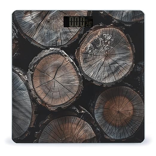 Round Cut Wood Smart Scale for Body Weight Accurate Bathroom Scale with LED Display Digital Weight Scales Weighing Machine High Precision Scales for Bath Home