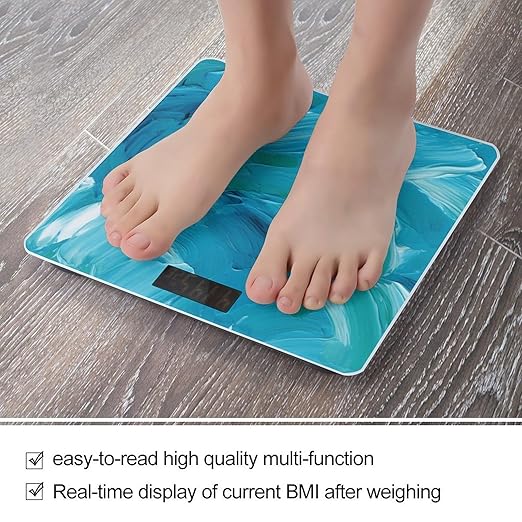 Blue Oil Paint Texture Smart Scale for Body Weight Accurate Bathroom Scale with LED Display Digital Weight Scales Weighing Machine High Precision Scales for Bath Home