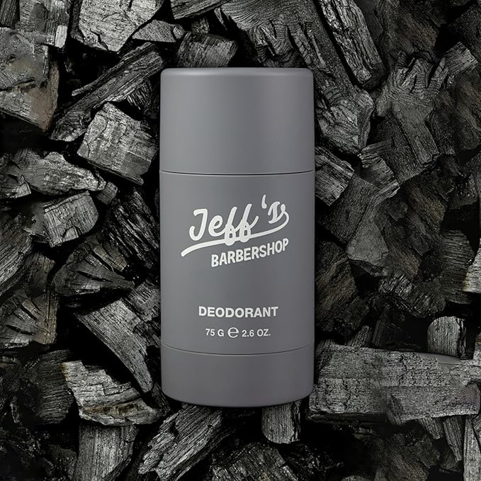 Jeff’s Barbershop Aluminum-Free Charcoal Deodorant for Men &amp Women Fresh Scent - Natural Non-Toxic &amp Safe for Sensitive Skin - Healthy Armpit Detox Fights Body Odor (2.6 oz)