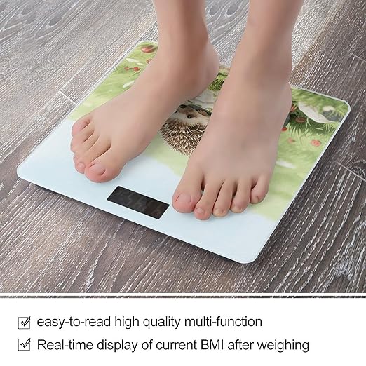 Cute Hedgehog Weight Scale Large Digital Bathroom Scales with Bright LED Display Non Slip Digital Scale and Step On Fashion Weighing Machine for Body