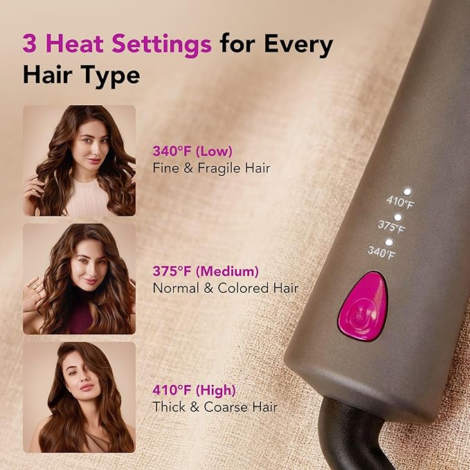 SKG Automatic Rotating Curling Iron 1-Inch Ceramic Barrel 2-Way Rotation 3 Heat Levels 60s Fast Heating 30-Min Auto Shut-Off Dual Voltage for Effortless Beach Waves &amp Curls