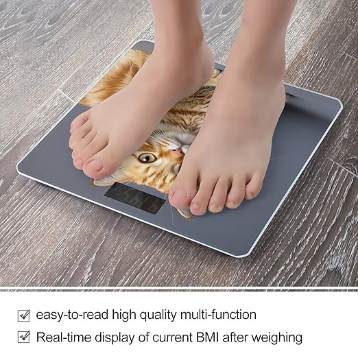 Cat Scale for Body Weight Digital Bathroom Scale Toughened Glass High Precision Scales for Body Weight with Large LCD Backlight Display Weight Scales