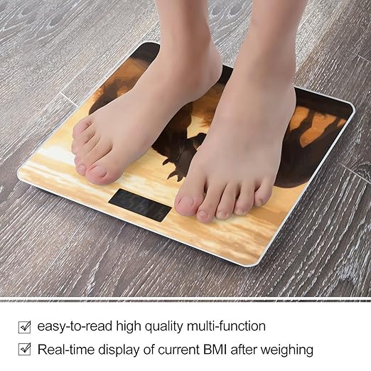 Horses in Love Weight Scale Digital Electronic Scales Bathroom Scale Larg LCD Backlight Display High Precision MeasurementsTempered Glass