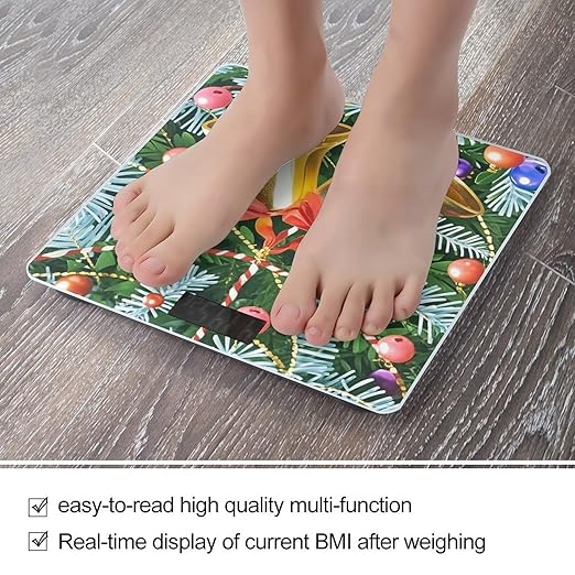 Christmas Tree Bells Smart Scale for Body Weight Accurate Bathroom Scale with LED Display Digital Weight Scales Weighing Machine High Precision Scales for Bath Home