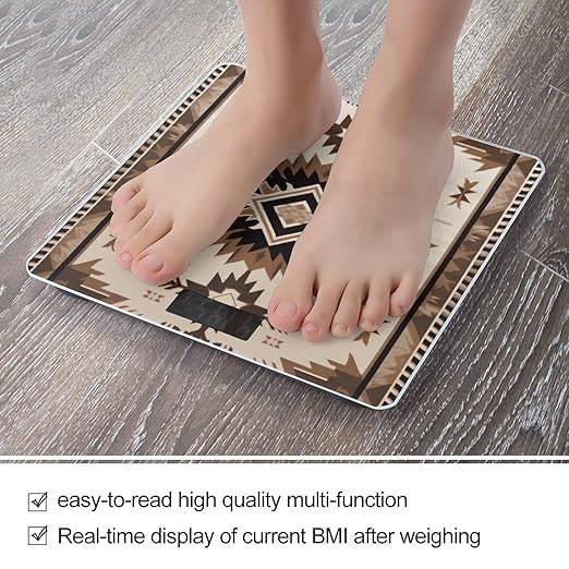 Digital Bathroom Scale for Body Weight Scale with Bright LCD Display High Accuracy Step-On Technology Auto On/Off Native American Digital Scales 400 Lbs /180kg