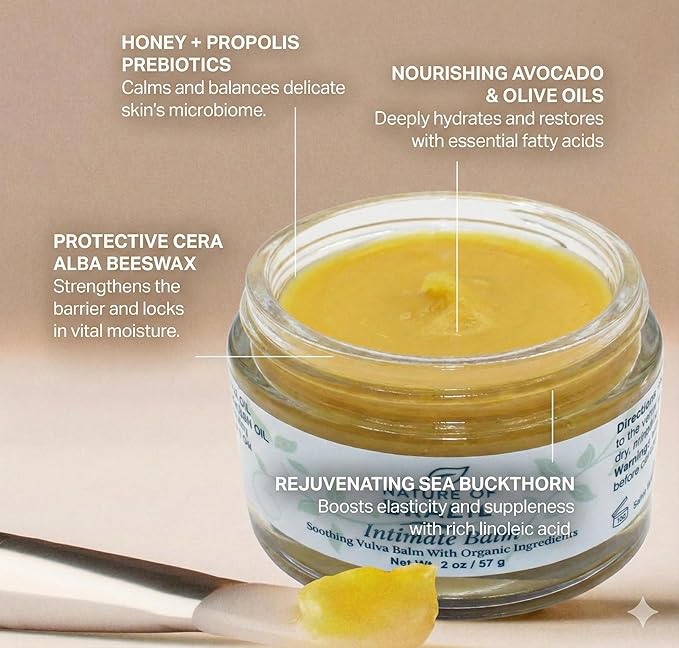 Vulva Balm - Intimate Skin Moisturizer for Dryness Itching &amp Menopause Relief - Hormone Free 100% Natural &amp Organic Ingredients - 2 oz