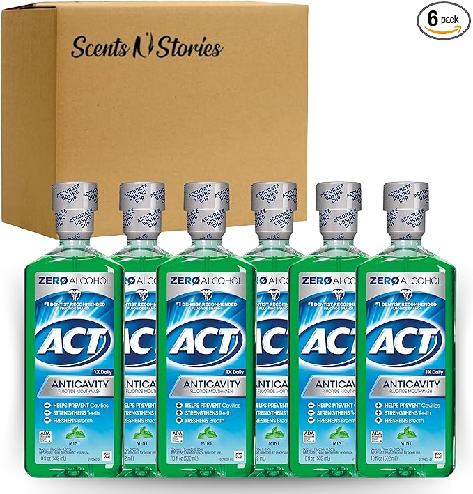 Fluoride Mouthwash 18 Fl Oz (Pack of 6) for Act_s Mint Premium Freshness and Oral Care Solution