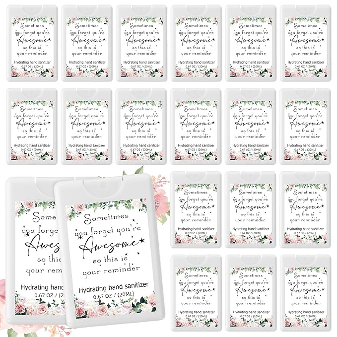 24 Pack Travel Size Hand Sanitizer Spray Bulk Employee Appreciation Week Gift Mini Motivational Thank You Gift Hydrating Pocket Sprays Gifts for International Women Day Gifts(WhiteThank)