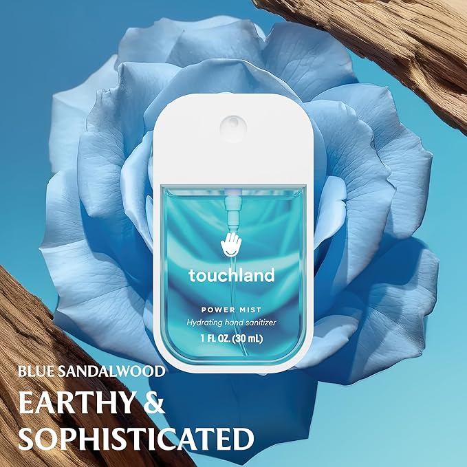 Touchland Hydrating Hand Sanitizer Spray – Top 5 Set (Applelicious Blue Sandalwood Pure Lavender Berry Bliss Citrus Grove) – 5 x 1 FL OZ Travel Size Mists