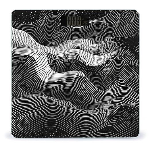 White Wave Pattern Smart Scale for Body Weight Accurate Bathroom Scale with LED Display Digital Weight Scales Weighing Machine High Precision Scales for Bath Home