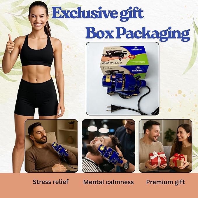 Full Body Corded Massager for Barbers Electric Powerful Double Speed Muscle Relaxer with Floating Head Action for Pain Relief &amp Circulation (Blue)