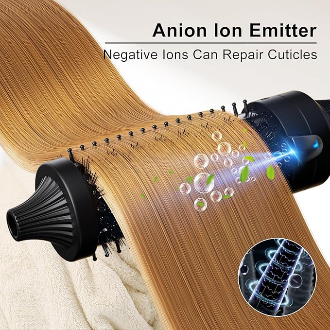 K&ampK Thermal Brush Blowout Boost Ionic Round Heated Hot Brush to Make Hair Smoother &amp Shinier Easy to Use Not for Blow Drying 38mm BarrelDual Voltage US Plug Jet Black