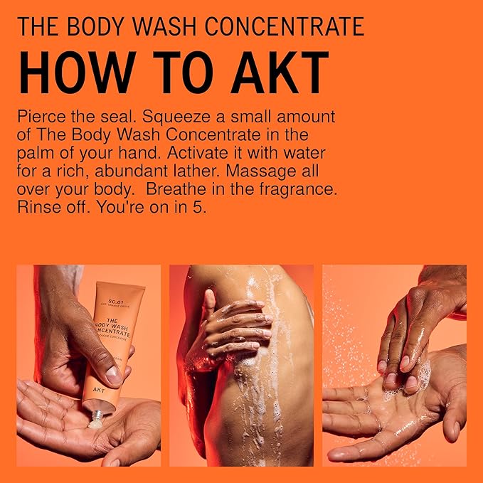 AKT The Body Wash Concentrate 3.4 Fl Oz Natural Shower Gel with Skin-Balancing Prebiotics Body Wash Women &amp Men with Olive Squalane &amp Vitamin E Sc.01 Orange Grove All Genders