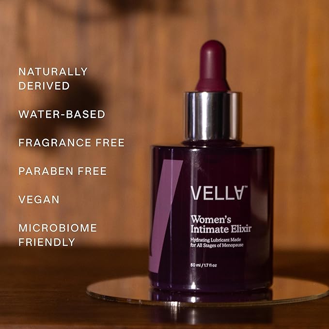Vella Women's Intimate Elixir™ - Lightweight Water-Based Hydration - Ideal for all Stages of Menopause - Hyaluronic Acid Vaginal Moisturizer with Chasteberry &amp Aloe Vera Body Glide For Intimate A