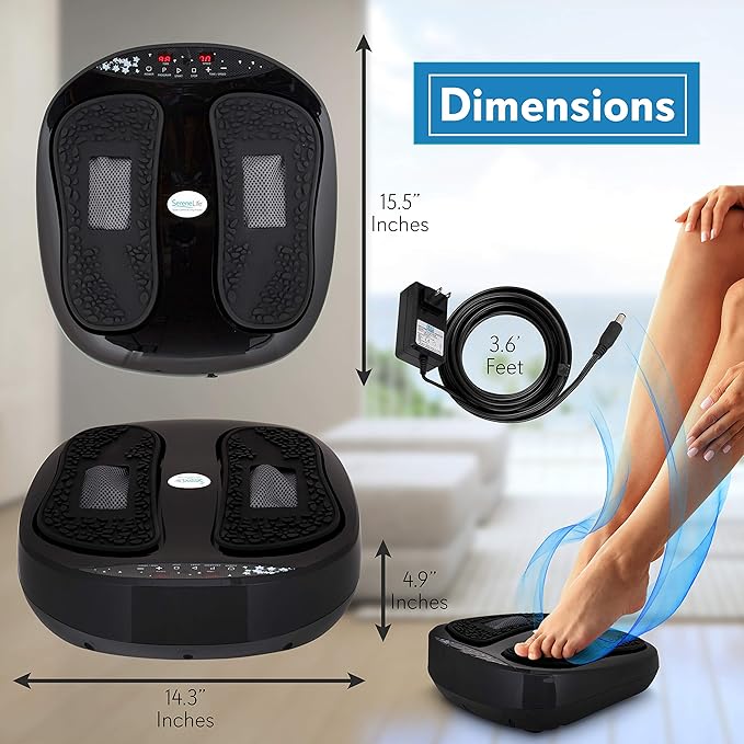 SereneLife Hurtle Shiatsu Foot Massager Machine - Chinese Reflexology Sitting Remote Control Option Simple Cleaning Pads 2 Functions Massage and Beating | Auto-Programs Adjustable Time &amp Settin