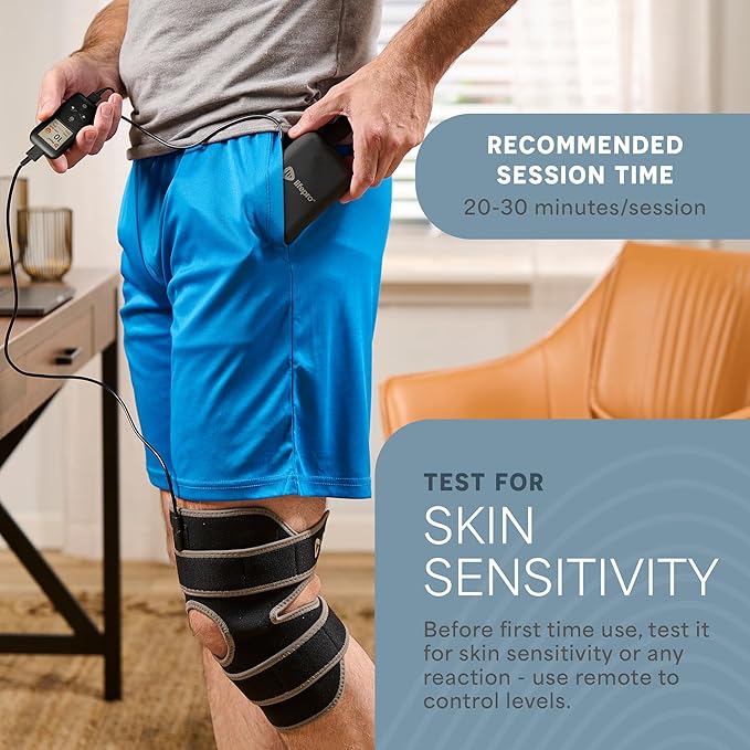 LifePro - Red Light Therapy for Knee Brace – Portable Knee Massager with 660nm Red &amp 850nm Infrared LEDs - Vibration &amp Pulsed Modes - Biorecover Rechargeable Light Therapy Device for Joint Wel