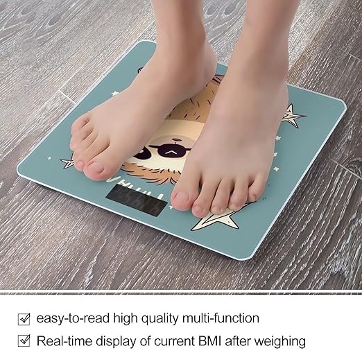 Funny Sloth Stars Weight Scale Digital Electronic Scales Bathroom Scale Larg LCD Backlight Display High Precisio MeasurementsTempered Glass