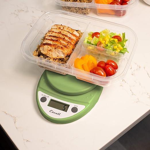 Escali Primo Digital Food Scale Multi-Functional Kitchen Scale and Baking Scale for Precise Weight Measuring and Portion Control 8.5 x 6 x 1.5 inches Tarragon Green