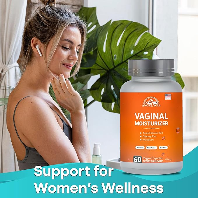 ANGELYCIA Natural Probiotic Vaginal Moisturizer Pills for Women – Slippery Elm Feminine Care Supplement for Vaginal Moisture Dryness Relief &amp Healthy pH Balance Support
