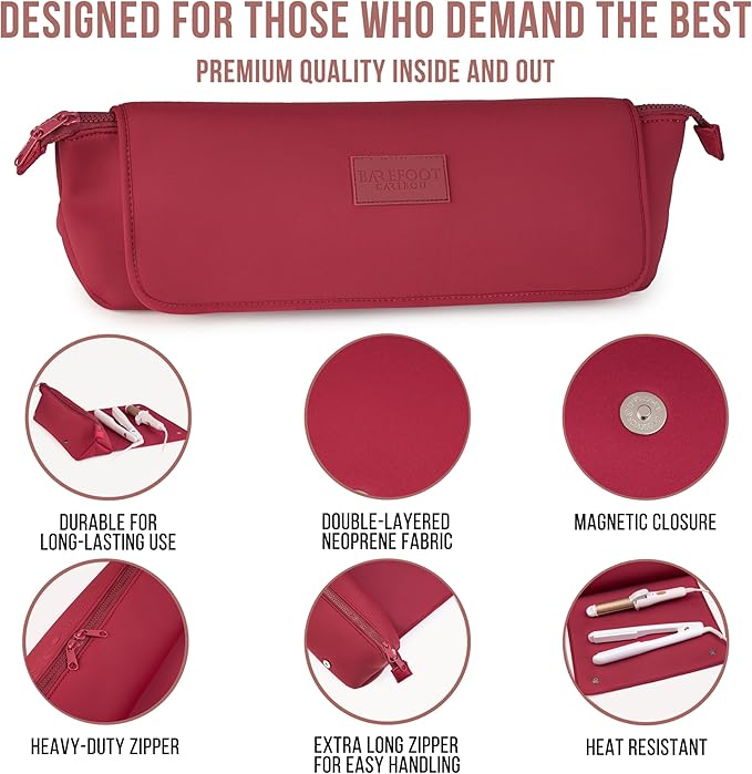 BAREFOOT CARIBOU Hair Tools Travel Bag and Heat Resistant Mat for Flat Irons Straighteners Curling Iron and Haircare Accessories 2-in-1 design with Interior Pockets Portable Organizer