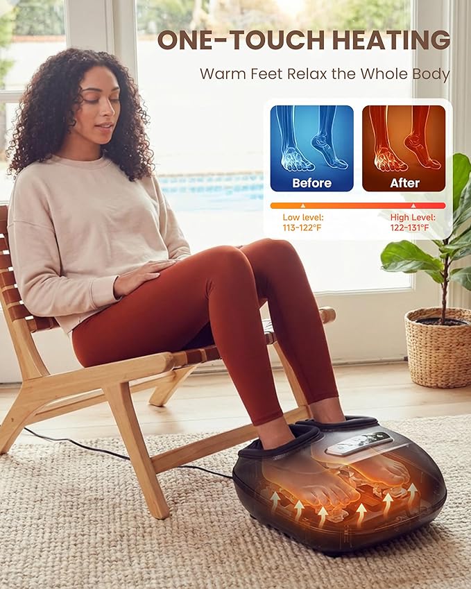 CILI 2026 Upgraded 4-in-1 Heated Foot Massager with Shiatsu Compression &amp Vibration Feet Massager Machine with Remote Control Deep Kneading Fits Big Feet 14 MenMothers Day Gifts for Mom