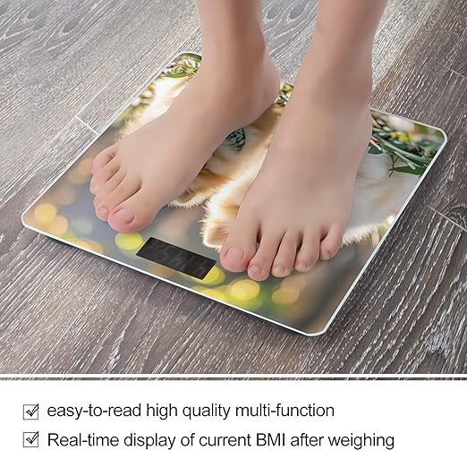 Pomeranians Puppies Scale for Body Weight Digital Bathroom Scale Toughened Glass High Precision Scales for Body Weight with Large LCD Backlight Display Weight Scales