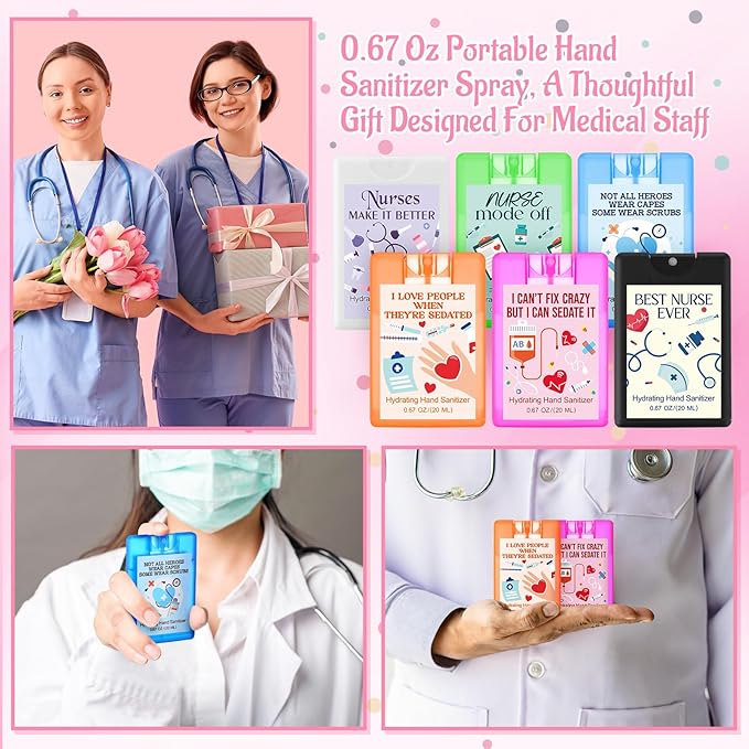 24 Pack Nurse Medical Assistants Gift Hand Sanitizer Spray Travel Size Mini Hand Sanitizer Pocket Spray Bulk for for Cna Rn Medical Assistant Nursing Student Essentials Nurse Week Appreciation Gift