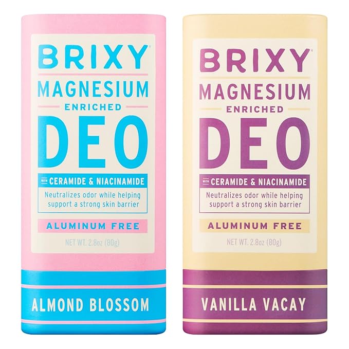 BRIXY Magnesium Deodorant Effective Odor Control With Ceramide &amp Niacinamide For Skin Health Aluminum Free Baking Soda Free Sensitive Skin Deodorant Vegan Plastic Free Lightly Scented