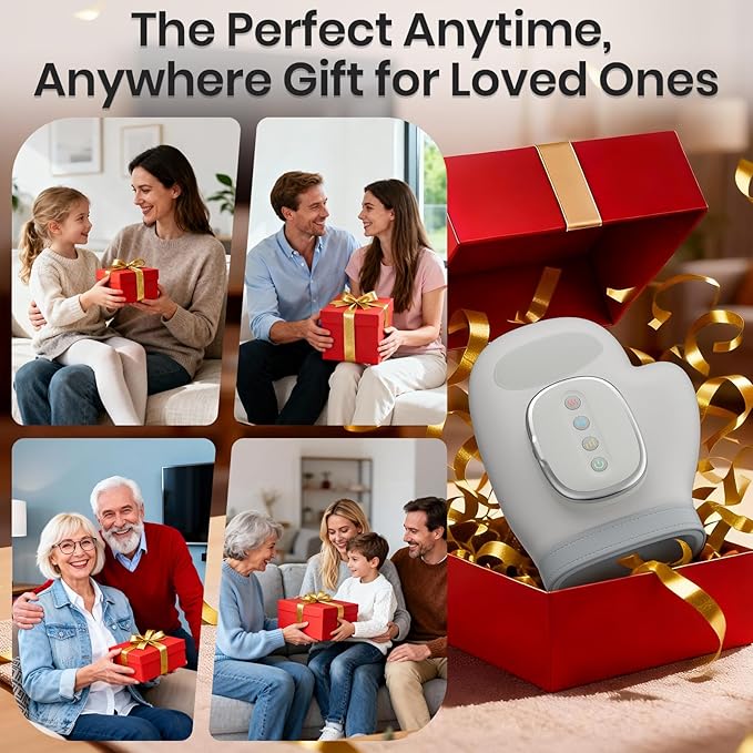 Cordless Hand Massager with Heat and Compression Electric Hand Massager for Arthritis and Carpal Tunnel Relief 3 Modes 3 Heat Levels 5 Compression Settings Hand Massage Ideal Gifts for Women/Men