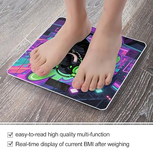 Elephant with Headphones Weight Scale Cute Bathroom Scale for Body Highly Accurate Digital Weighing Machine for People Compact LCD Display Scales with Sturdy Toughened Glass Scales