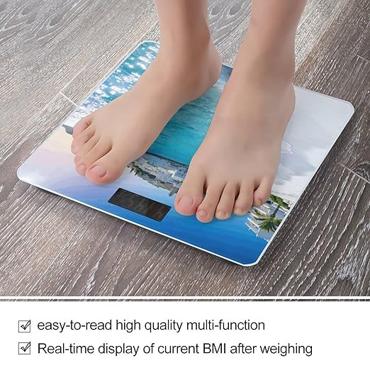 Ibiza - Blue Smart Scale for Body Weight Digital Bathroom Scale Toughened Glass Weight Scale with Large LCD Backlight Display High Precision Scales Weighing Machine