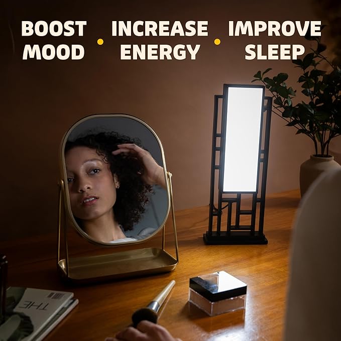 Circadian Optics Lattis Bright Light Therapy Desk Lamp | As Seen On Shark Tank | 10000 LUX UV-Free Full-Spectrum LEDs | Art Deco Designer | Sunlight Lamp for Seasonal Blues Focus Energy &amp Sleep