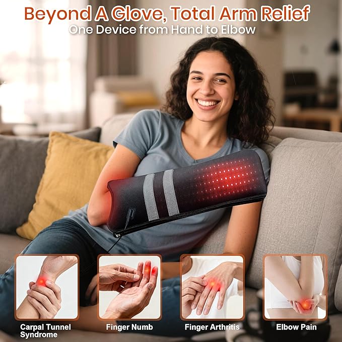 Red Light Therapy for Hands Light Therapy Glove for Finger Wrist Arm Infrared Light Therapy &amp Red Light Therapy for Body Dual Wavelength for Relief 150 LEDs 17x4