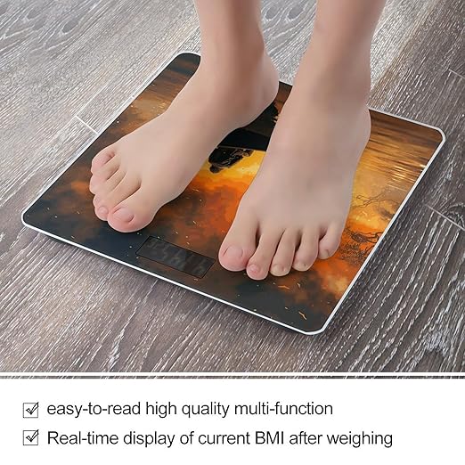 Man and Boat Scale for Body Weight Anti-Slip Digital Bathroom Scale Sturdy Toughened Glass Weighing Scales High Precision Safe Rounded Corners Smart Scales