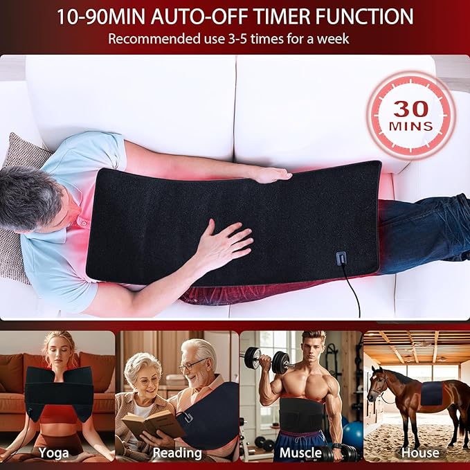 Red Infrared Light Therapy Mat for Body 31.75 x 11.5 Red Light Pad Upgraded 3 Chips in 1 Beads 360pcs LEDs 660nm 850nm RLT Device for Body Back Shoulder Knee Joint Pain Relief Ideal Gift