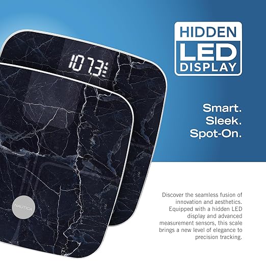 Nautica Body Tracker Digital Bathroom Scale Bluetooth-Enabled Smart Scale with BMI Body Fat Muscle Mass Tracking &amp More Syncs with Smartphone App for Body Composition Tracking 440 Lbs.
