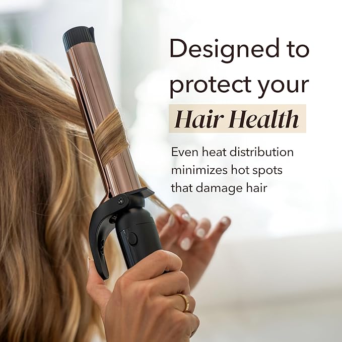 SRILabs CurlQ Extra Long Barrel 5-in-1 Curling Iron &amp Hair Styling Tool Set with Titanium Barrels Ceramic Paddle Brush Thermal Brush Fast Heat-Up &amp 12 Temperature Settings