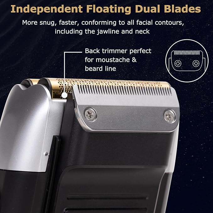 KEMEI 2-in-1 Men's Electric Shaver Cordless Rechargeable Bald Trimmer with LED Display