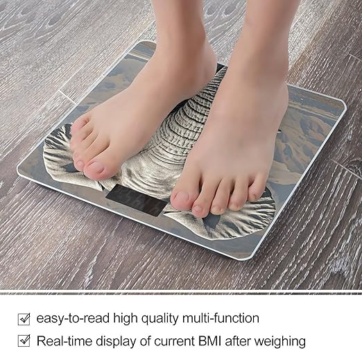 Elephant Pattern Scale for Body Weight Highly Accurate Digital Bathroom Scale Sturdy Tempered Glass Weighing Scales with LCD Display Fashion Body Fat Smart Scales 400lb