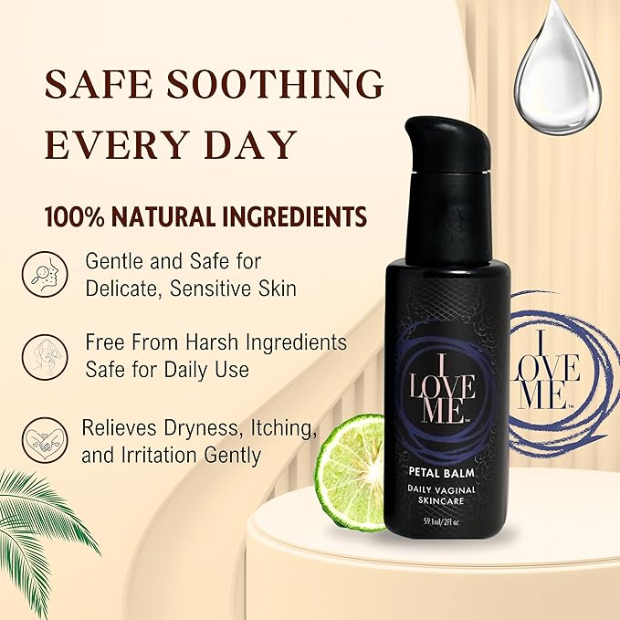 Petal Balm Daily Vaginal Skincare - Vulva Balm for Vaginal Dryness &amp Itching - Clinically Tested Hormone-Free Natural Vaginal Moisturizer for Sensitive Vulvar Skin - Intimate Feminine Care - 2Fl O