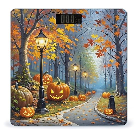 Pumpkin Autumn Scenery Scale for Body Weight Highly Accurate Digital Bathroom Body Scale Digital Bathroom Scales for People Anti-Slip Large LCD Display Smart Scales