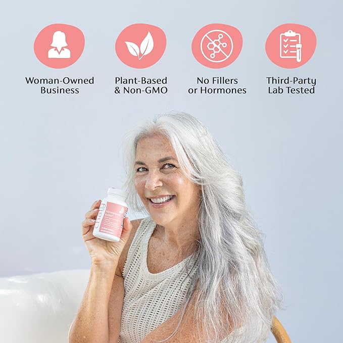 Chaly Menopause Supplements for Women with Ashwagandha KSM 66 and Saffron | Hot Flash Bloating Libido Vaginal Dryness Stress and Mood Support Supplement | Menopause Relief Supplements | 60 Count