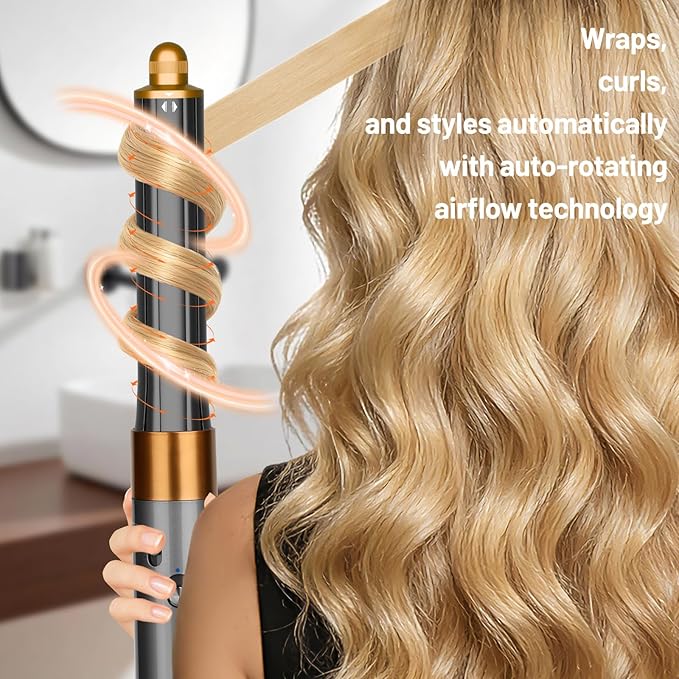 30mm/1.2 Inch Curling Barrel for Dyson Airwrap Long Hair Curling Roller Barrels Compatible with Airwrap HS01/05/08 Self-Curling Replacement Attachment for Part No.971888-07 Gold