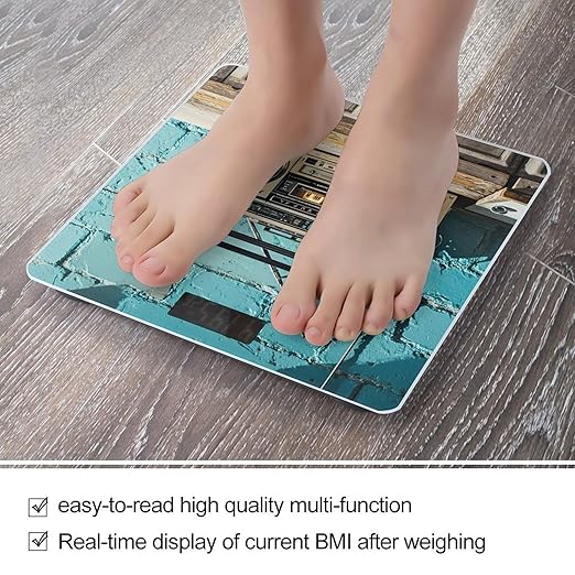 Vintage Wall of Radio Boombox Scale for Body Weight Smart Scales Digital Bathroom Scale High Precision Weighing Scales with Large Display Weighing Machine for People