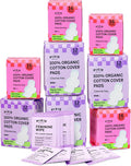 Pixie Organic Cotton Pad Kit for Girls – 64ct Mini &amp 48ct Regular Pads with Wipes – Leak-Proof with Wings – Perfect for Teens &amp Light to Average Flow