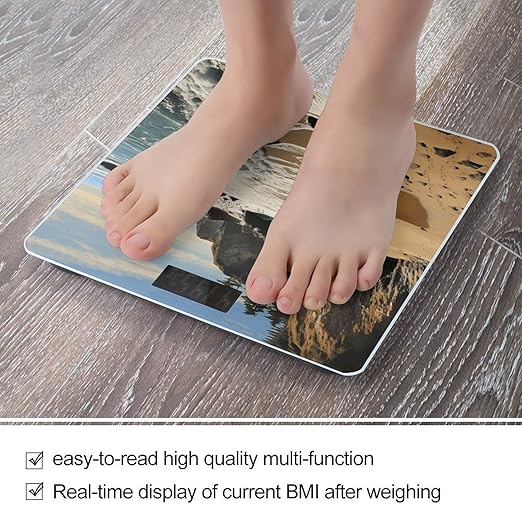 Beach on The Pacific Coast Smart Scale for Body Weight Accurate Bathroom Scale with LED Display Digital Weight Scales Weighing Machine High Precision Scales for Bath Home