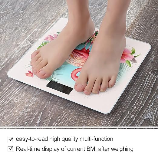 Tropical Flamingo Weight Scale for Body Weight Digital Bathroom Scale High Capacity Accurate Digital Weighing Scales and Easy-to-Read on Backlit LCD Display Scales