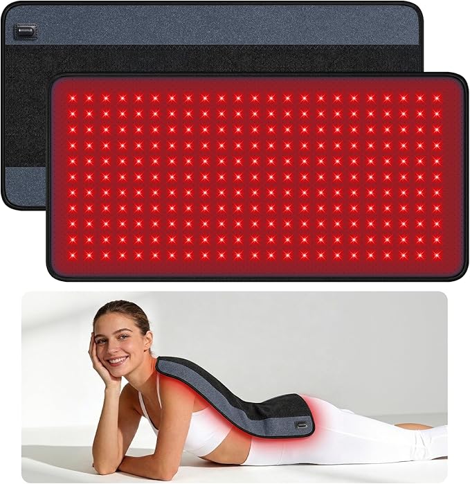 Red Light Therapy Pad for Body 242 LEDs Infrared Red Light Therapy Belt for Back Shoulder Neck and Leg 24’’ x 12’’Large Size Infrared Heating Pad with Adjustable Strap Home Office Use